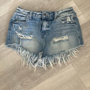 lighter wash ripped denim short